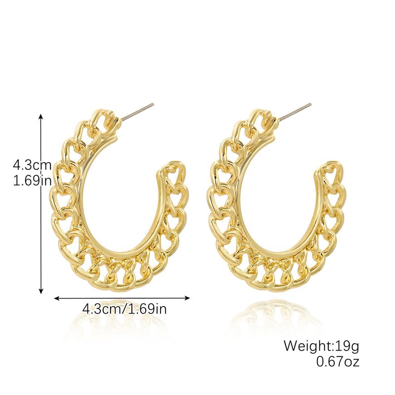 orecchini in stile semplice moda leggero lusso orecchini a forma di C eleganti orecchini a forma di C in metallo filettato_voghion.com