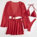 Maillot de bain deux pièces Verve Fashion, couleur unie, bikini, ensemble quatre pièces, cache-maillot sexy pour femme_voghion.com