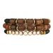 Hip Hop Retro Natural Wood Beads Map Stone Beaded Elastic Bracelet Versatile Simple Stacking Men's Holiday Style Bracelet_voghion.com