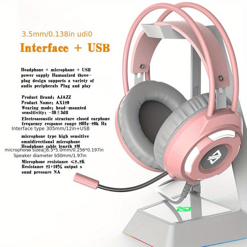 AZZ AX120 Gaming USB Interface, Wired Headset, Desktop Computer, Gaming, Sports_voghion.com