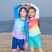 Completo da bagno per bambini LengYuansu Gradient - Protezione solare UPF, rash guard ad asciugatura rapida e pantaloncini da bagno per ragazzi e ragazze_voghion.com