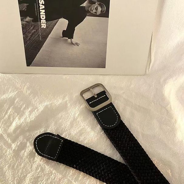 Elastischer Stretch-Canvas-Gürtel für Damen und Herren, vielseitiger, lässiger Gürtel im koreanischen Stil mit Dornschließe für Studentinnen_voghion.com