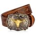 HOT BISON DENIM Men's Western Cowboy Belt Longhorn Bull Pattern Buckle Floral Genuine Leather Engraved Belts For Men Free_voghion.com