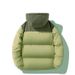 Unisex Color-Block Corduroy Puffer Jacket – Stand Collar Hooded Winter Coat (XS-2XL, Black/Khaki/Green)_voghion.com