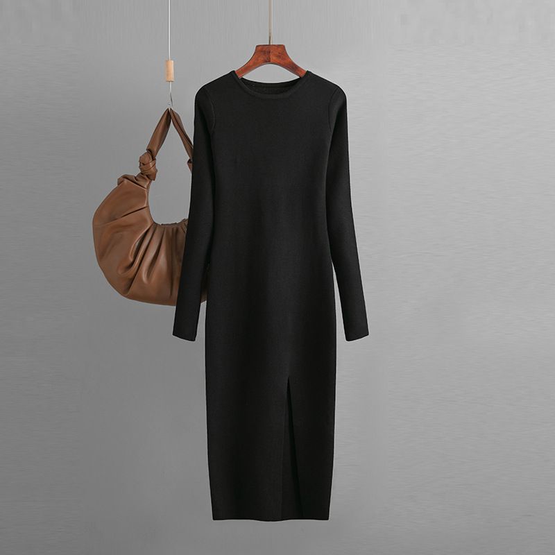 Women's Inner Wear Outer Wear Mid-length Long-sleeved Tight-fitting Bottoming Bag Hip Skirt_voghion.com