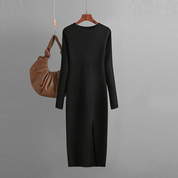 Women's Inner Wear Outer Wear Mid-length Long-sleeved Tight-fitting Bottoming Bag Hip Skirt_voghion.com