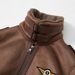 Men’s Faux Suede & Fleece Bomber Jacket – Slim Fit, Zip-Up Aviator Style (Black/Brown, M-5XL)_voghion.com