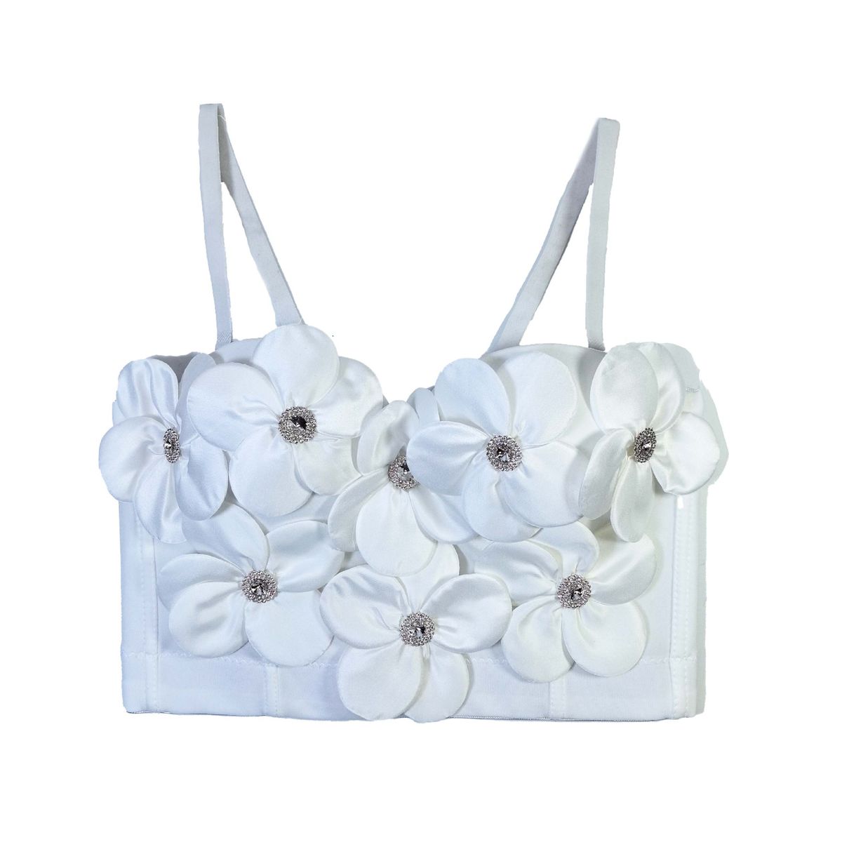 Women's Clothing White Three Dimensional Flower Sexy Bra Fishbone Bra With Coasters High End Outer Wear Body Shaping Camisole_voghion.com