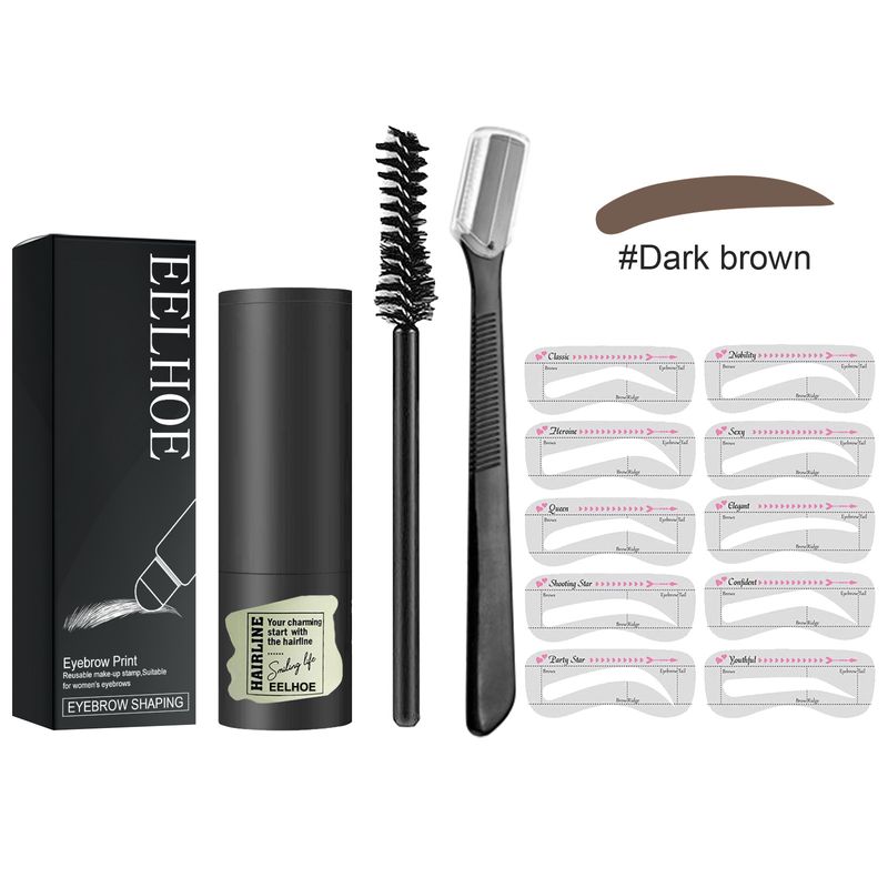 EELHOE tryckset hårfäste puder snabbkort lat person naturlig ögonbrynsmakeup_voghion.com