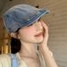 Women's Washed Cowboy Front Hat, Korean Version, Big Head Circumference, Beret, Thin Design, Trim Face Shape,_voghion.com