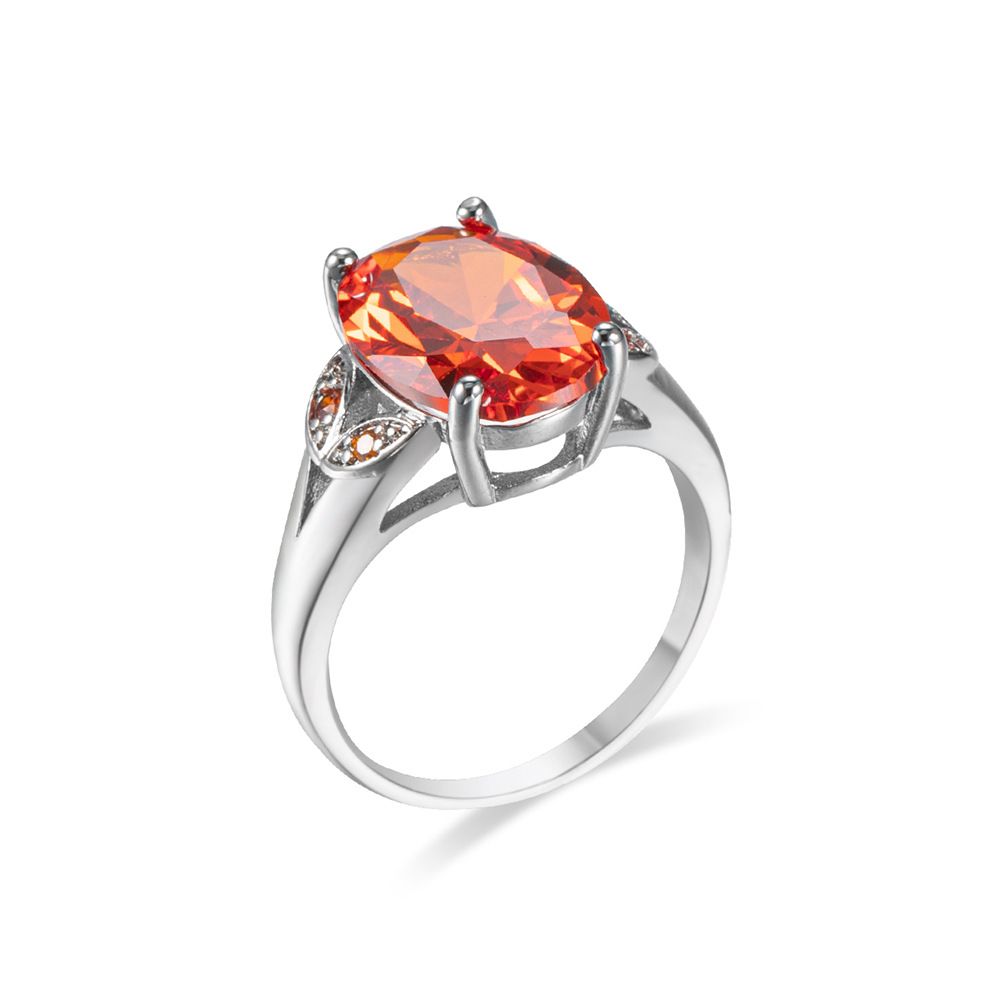 Fashion Men And Women New Jewelry Inlaid Orange Oval Zircon Ring_voghion.com