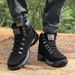 Outdoor High-Top-Stiefel Herren Anti-Rutsch Flache Bequeme Stiefeletten Herren Atmungsaktiv Verschleißfest Lässige Schnür-Wanderschuhe Herren_voghion.com