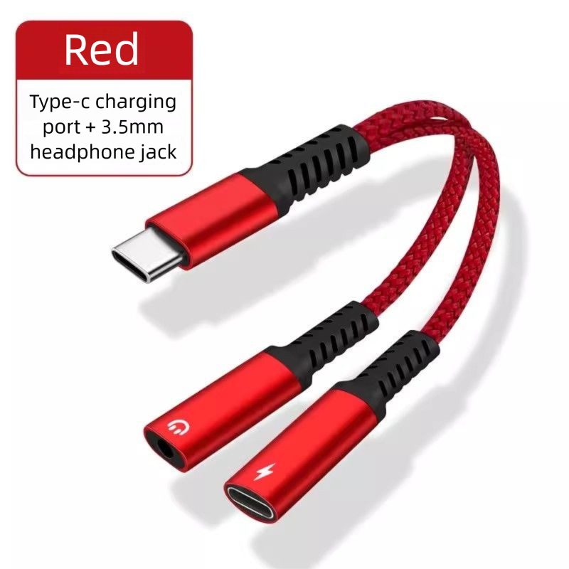 Compatible With IPhone 15 Type-C Headphone Adapter 1-to-2 3.5mm Listening To Music Charging Voice Conversion Cable_voghion.com