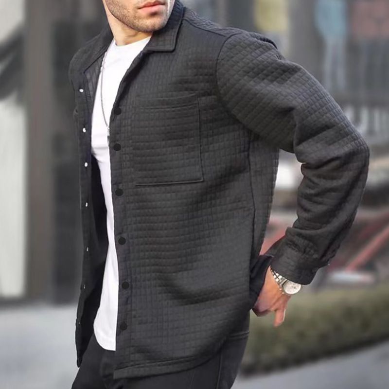 Camicia cappotto a maniche lunghe quadrata piccola cardigan da uomo casual alla moda 2024_voghion.com