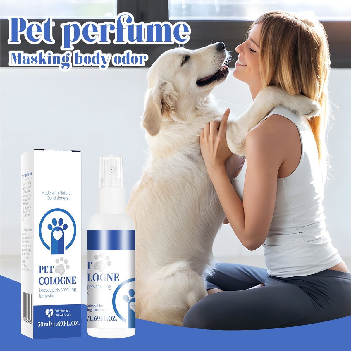 2024 NEU Hunde- und Katzenspray, Pflege- und Geruchsentferner, Parfüm, Holzduft, für alle Fellarten, 50 ml/1,69 oz_voghion.com