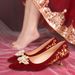 Scarpe da sposa per donna, scarpe comode, abito da sposa cinese Hexiu con tacchi alti rossi bidirezionali, design unico_voghion.com