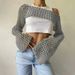 Elegant Lace-Knit Sweater Women's Fashion Round Neck Long Sleeve Oversized Pullover Top_voghion.com