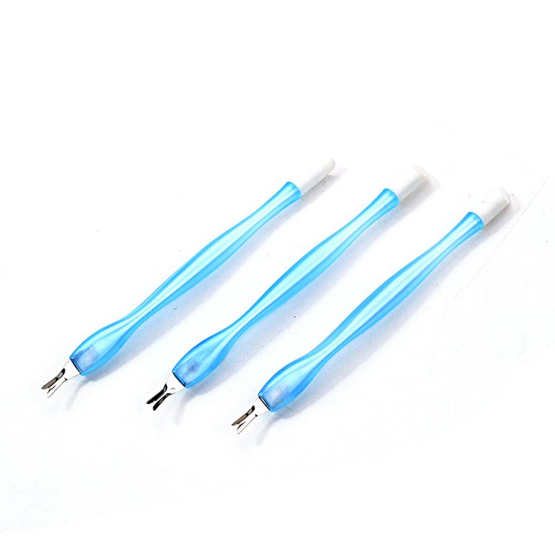 Stainless Steel Fork Simple Double-Ended Silicone Nail Tool Scraper Cuticle Pusher Exfoliator_voghion.com