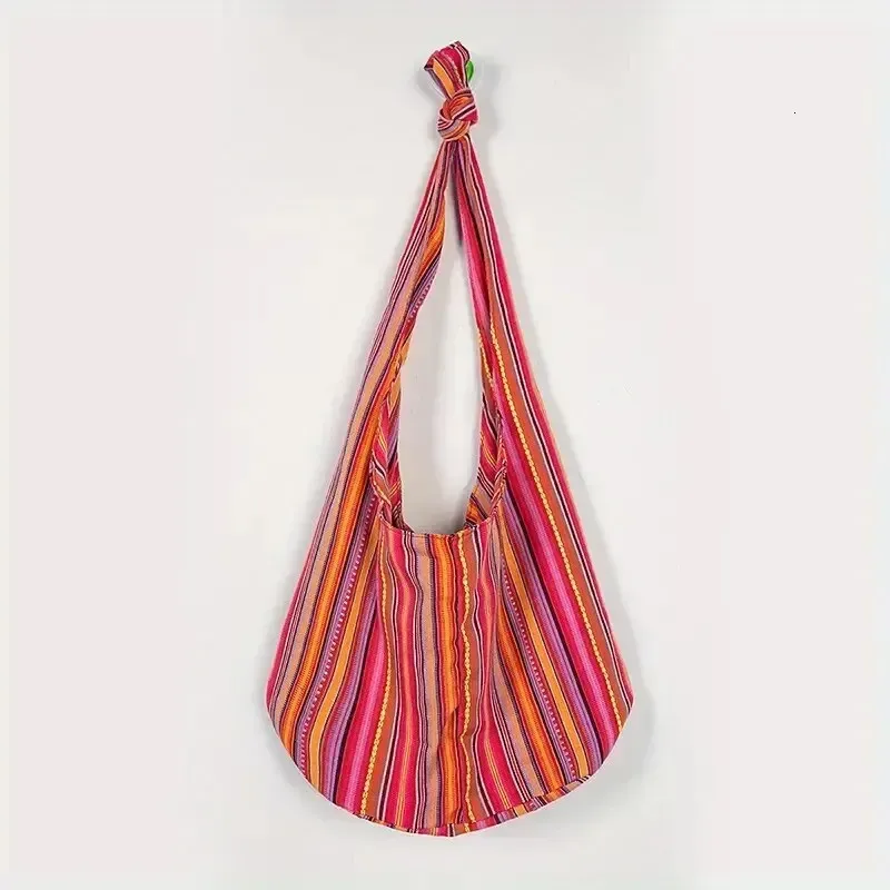 Fashion Bohemian Canvas Shoulder Crossbody Womens Large Capacity Versatile Ethnic Style Shopper Tote Bag 250707_voghion.com