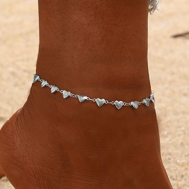 Fashion Simple Trendy Stainless Steel Heart-Shaped Handmade Non-Fading Anklet Foot Jewelry For Women_voghion.com