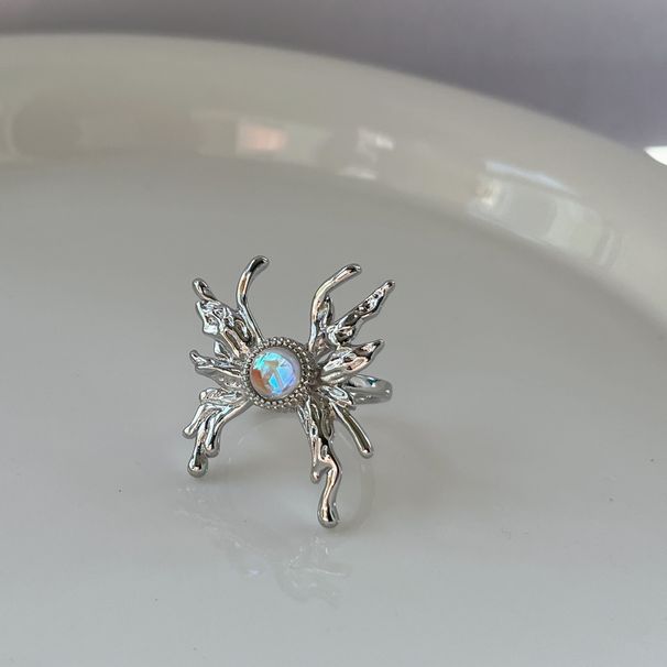 Niche Design Liquid Butterfly Lava Open INS Sweet Cool Hip Hop Cat's Eye Blue Zircon Ring_voghion.com