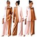 Ensemble deux pièces décontracté pour femmes, couleur contrastée, visage brillant, pantalon ample à manches longues_voghion.com