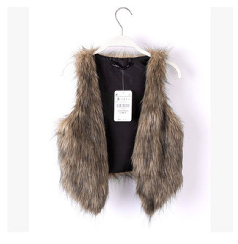 Women's slim fashion fur vest women's cardigan small coat vest_voghion.com