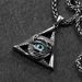 Collana con occhio magico triangolare in acciaio al titanio, stile versatile da uomo, design di nicchia, accessorio pendente alla moda_voghion.com