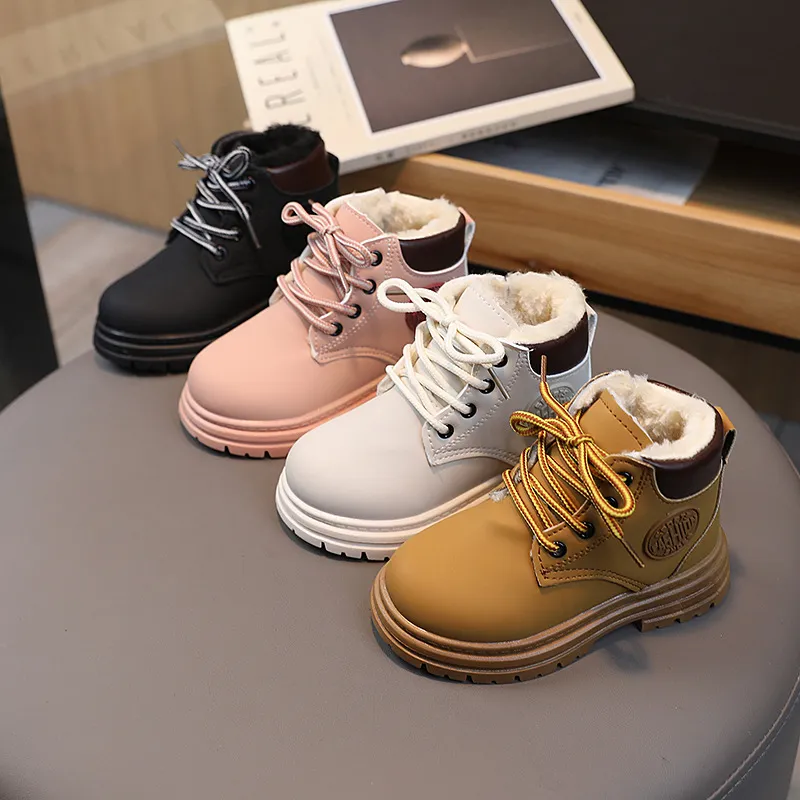 Winter New Children's Snow Boots With Plush And Warm Cotton Shoes For Boys, Yellow Boots For Girls, Martins Boots_voghion.com