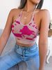 Frühling Sommer Casual Kuh Print Taille-Cinching Camisole Crop Knit Top Damenmode_voghion.com