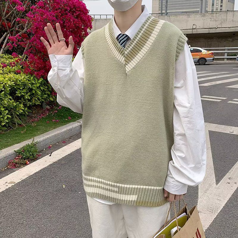 Männer Kleidung Gestrickte Weste Männlich Paar Mode Pullover Weste Mode Marke Ärmellose Ins Weste Frühling Und Herbst_voghion.com