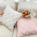 45x45cm Fluffy Rabbit Fur Pillow Cover - Nordic Wave Stripe Cushion For Sofa & Bed (White/Pink) - Includes Inner Pillow_voghion.com