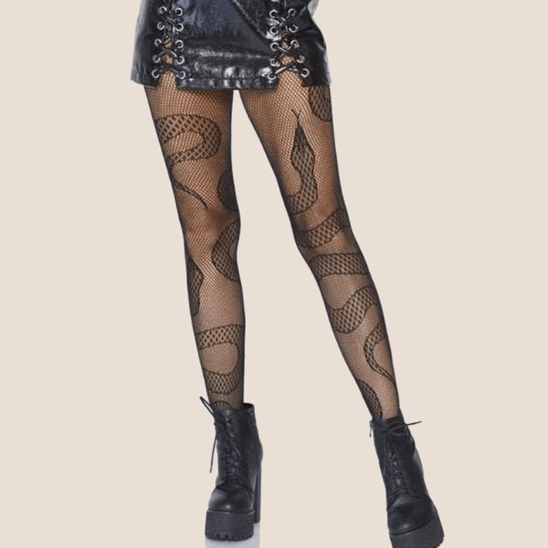 Hot Girl Versatile Women's Fishnet Sexy Mesh Hollow Out Niche Snake Pattern Pantyhose Animal Stockings_voghion.com