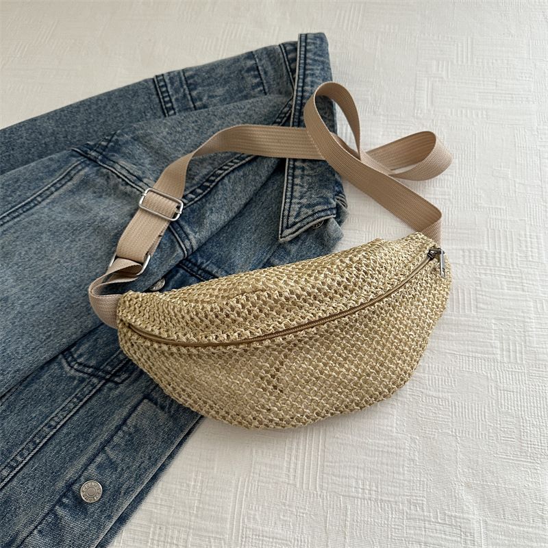 Borsa da donna, marsupio e borsa da torace, tascabile, casual, alla moda, diagonale, semplice, alla moda, monospalla, borsa da torace, borsa di paglia da donna_voghion.com