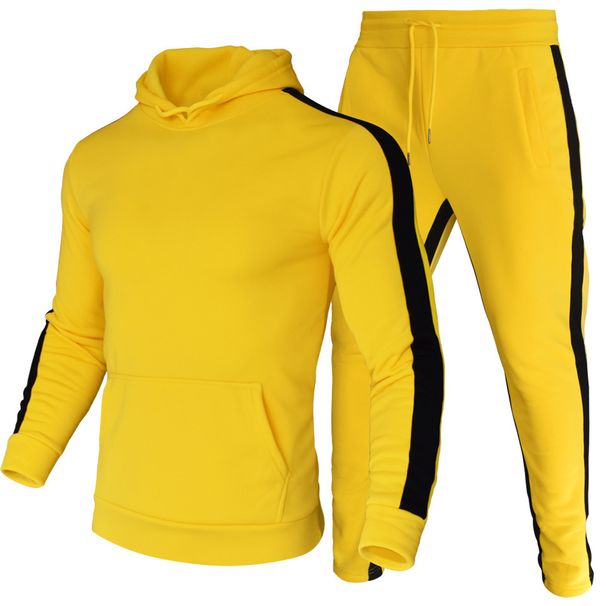 und Damen-Streifenpullover-Set New Sports Splice Zweiteiliger Herren-Fitness-Kontrast-Hoodie_voghion.com