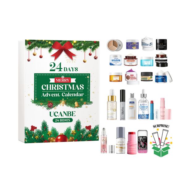 Caja sorpresa de cuenta regresiva para el cuidado facial hidratante de Navidad_voghion.com