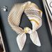 Classic striped leather buckle small square mulberry silk, women's thin design, 100% silk scarf, decoration scarf_voghion.com