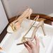 French Summer New Pointed One Line With Gold Sandals For Women's Casual Hollow Open Toe Widened High Heels_voghion.com