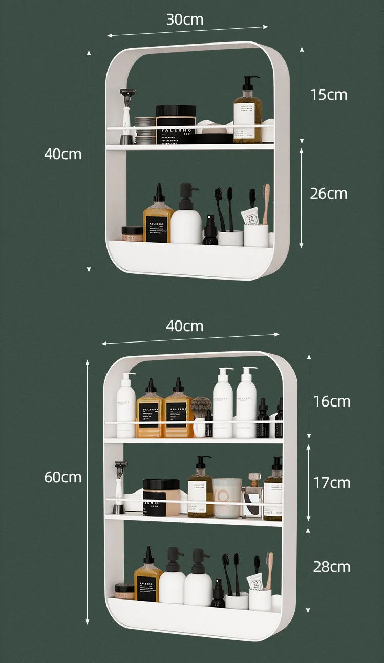 Support de rangement mural pour cuisine, support de rangement d'assaisonnement sans poinçon, salle de bain, toilettes, articles divers_voghion.com