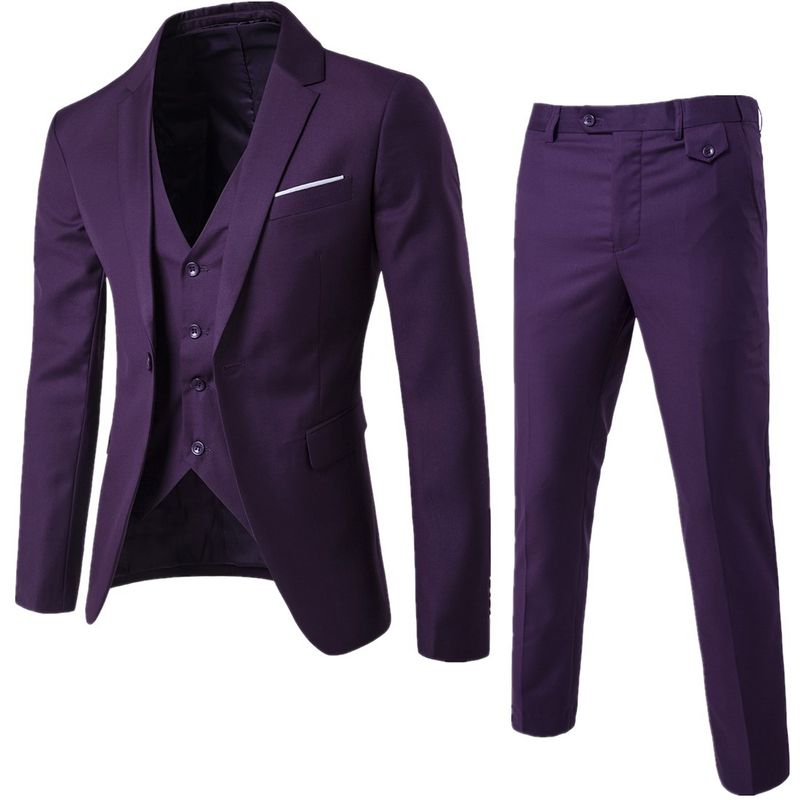 Ensemble de costume d'affaires trois pièces décontracté pour le marié et le meilleur homme de mariage pour hommes_voghion.com