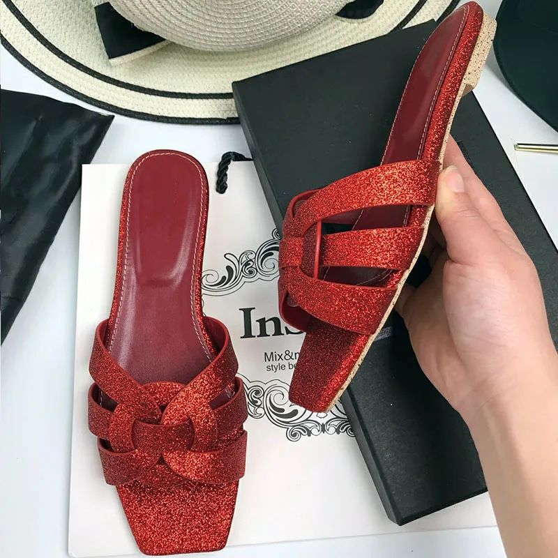 Slides Damen Hausschuhe L Top Layer Rindsleder Klassische Einwort Sandalen Hohe Qualität_voghion.com