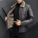 Wintermode, Wärme, verdickte Lederjacke, Revers, solides Reißverschluss-Design, Übergröße, Herren-Lederjacke, Bomber-Fleece-Mantel_voghion.com
