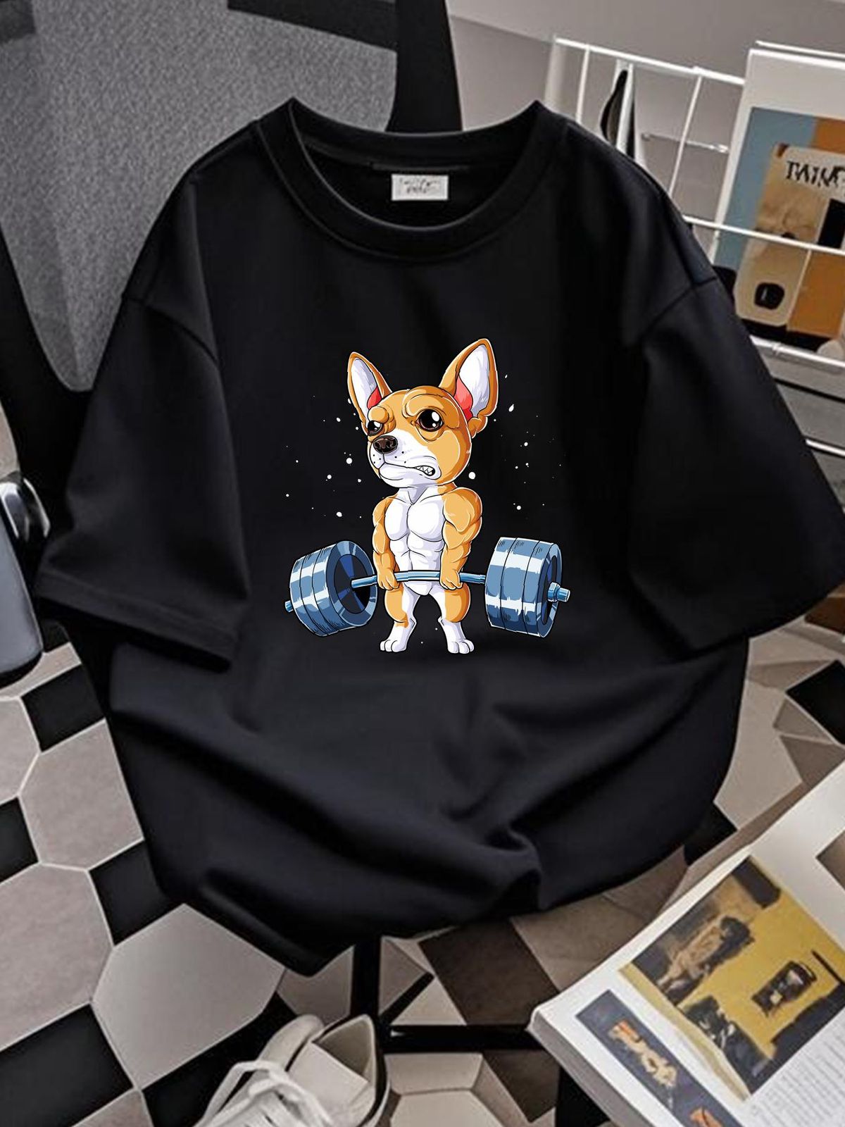 Chihuahua Weightlifting Funny Deadlift Men T Shirt S 4XL Miękka, modna, stylowa, lekko rozciągnięta, unisex, oddychająca, graficzna, wygodna, męska_voghion.com