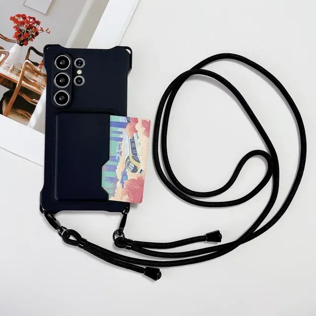 Wallet Card Strap Case For Samsung Galaxy A15 A14 A54 A34 A53 5G Shockproof Slot Holder Crossbody Cord Necklace Lanyard_voghion.com