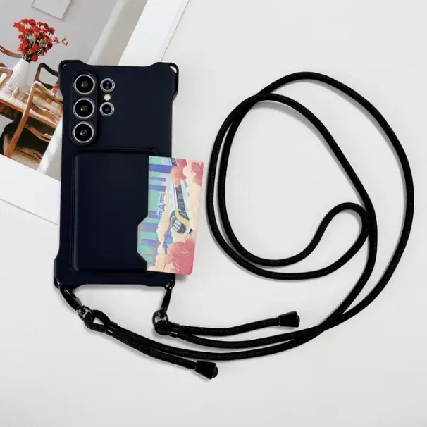 Wallet Card Strap Case For Samsung Galaxy A15 A14 A54 A34 A53 5G Shockproof Slot Holder Crossbody Cord Necklace Lanyard_voghion.com