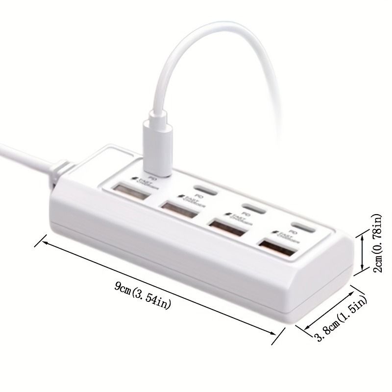 Schnelllade-Hub mit 25 W und 8 Anschlüssen für USB-Adapter [4USB+4PD] – mehrere Schnittstellen für 5-V-USB-Geräte wie Computer, Laptops, Tablets usw._voghion.com
