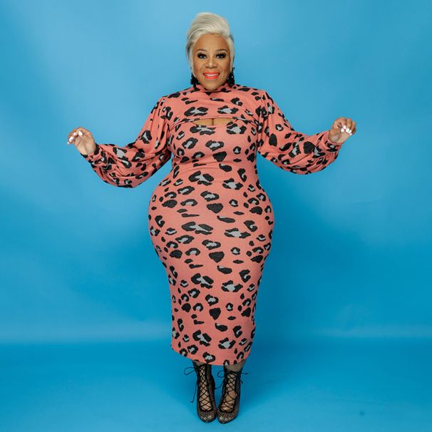 Women's leopard print dress coat two-piece plus size women's suit_voghion.com