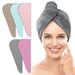Asciugamano per capelli in microfibra da donna - Spesso e ultra assorbente con elastico per un'asciugatura rapida (fodera in pile corallo, leggero, a turbante)_voghion.com