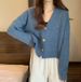Korean-Style Oversized Cardigan Sweater – Soft V-Neck Button Front Open Knit, Cozy Loose Fit, Casual Chic_voghion.com