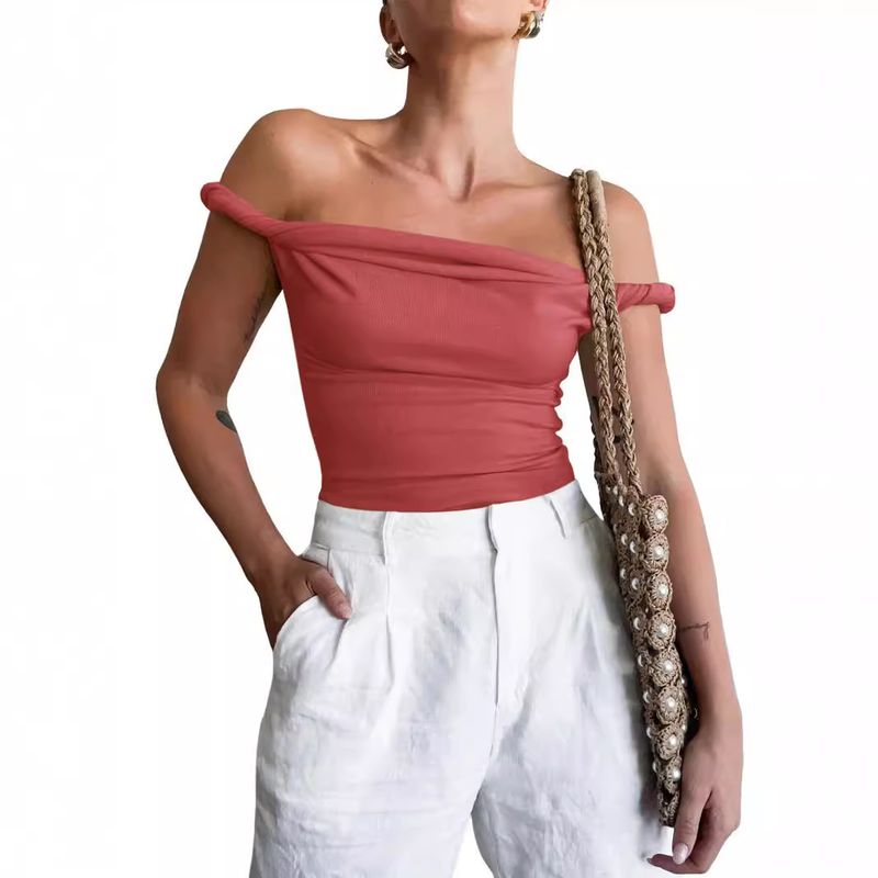 Grenzüberschreitende europäische und amerikanische Nabel-Baring-Tube-Tops High-End-Sommer-Street-Schultergurte Oberbekleidung Milchseide Camisole Weste Damenbekleidung_voghion.com